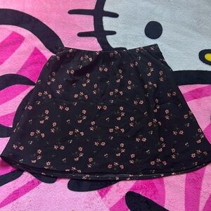 Hollister Black Floral Print Midi Skirt
